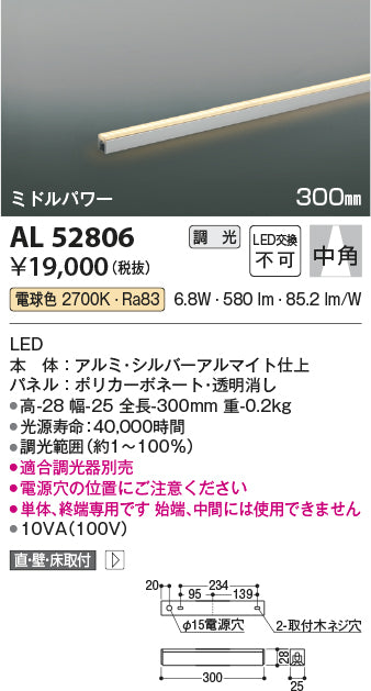 安心のメーカー保証【インボイス対応店】AL52806 コイズミ LED ベース