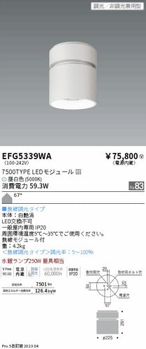 遠藤照明（ENDO）シーリングライト EFG5339WA