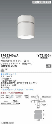 遠藤照明（ENDO）シーリングライト EFG5340WA