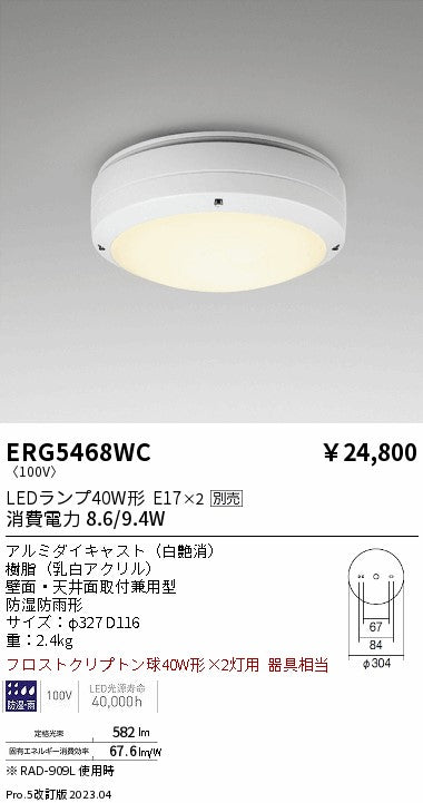 遠藤照明（ENDO）ポーチライト ERG5468WC