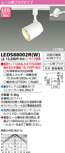 東芝（TOSHIBA）スポットライト LEDS88002RW