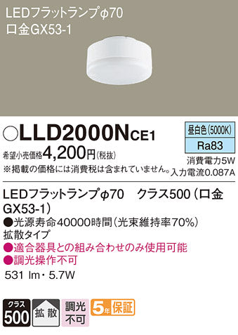 パナソニック（PANASONIC）ランプ類 LLD2000NCE1