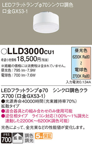 パナソニック（PANASONIC）ランプ類 LLD3000CU1