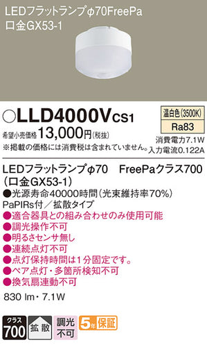 パナソニック（PANASONIC）ランプ類 LLD4000VCS1