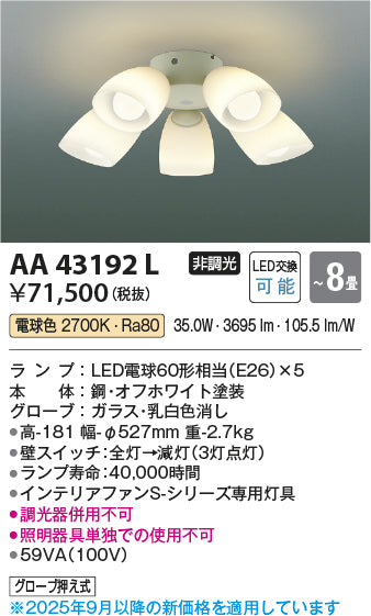 コイズミ（KOIZUMI）シーリングファン AA43192L