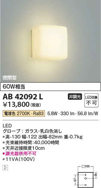 コイズミ（KOIZUMI）ブラケット AB42092L