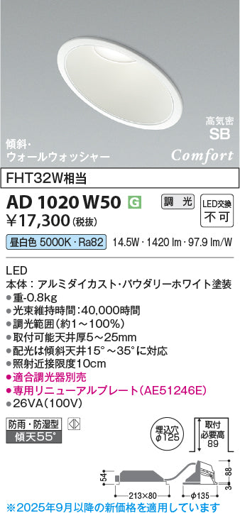 コイズミ（KOIZUMI）ポーチライト AD1020W50