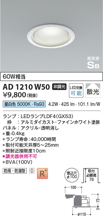 コイズミ（KOIZUMI）屋外灯 AD1210W50