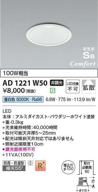 コイズミ（KOIZUMI）屋外灯 AD1221W50