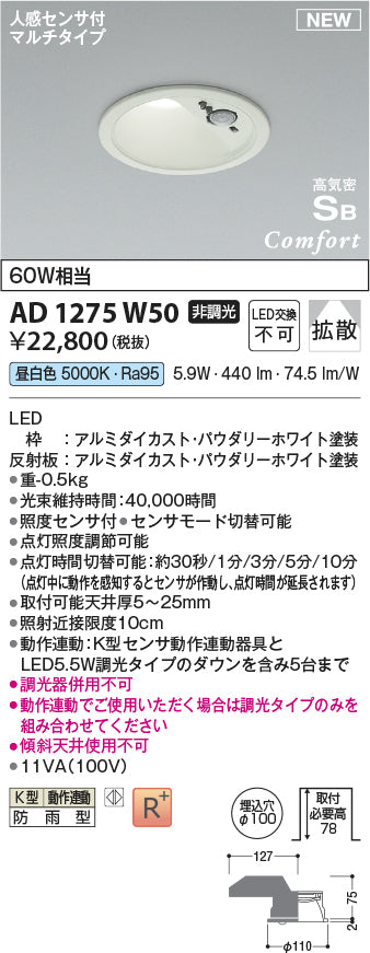 コイズミ（KOIZUMI）屋外灯 AD1275W50