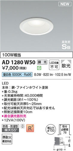 コイズミ（KOIZUMI）屋外灯 AD1280W50