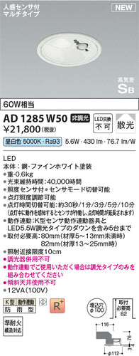 コイズミ（KOIZUMI）屋外灯 AD1285W50