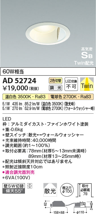 コイズミ（KOIZUMI）ダウンライト AD52724