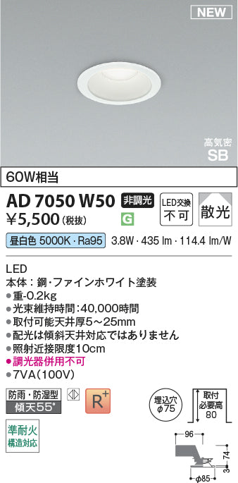 コイズミ（KOIZUMI）屋外灯 AD7050W50