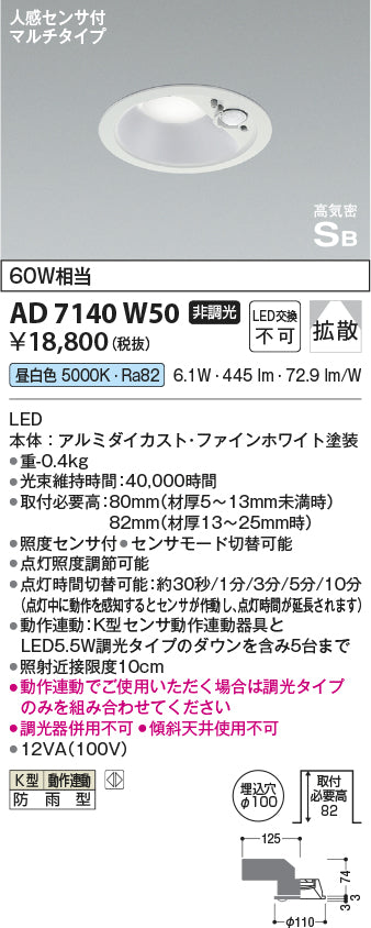 コイズミ（KOIZUMI）ポーチライト AD7140W50