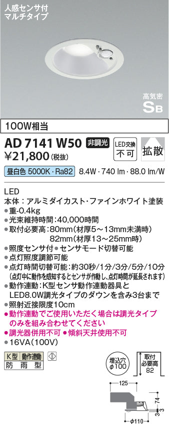 コイズミ（KOIZUMI）ポーチライト AD7141W50