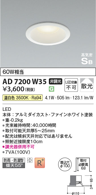 コイズミ（KOIZUMI）屋外灯 AD7200W35