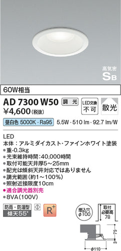コイズミ（KOIZUMI）屋外灯 AD7300W50