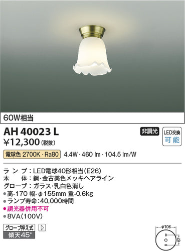 コイズミ（KOIZUMI）シーリングライト AH40023L