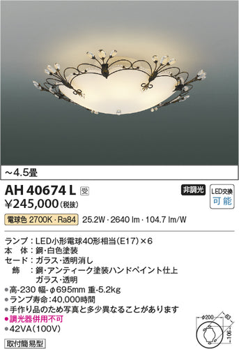 コイズミ（KOIZUMI）シーリングライト AH40674L