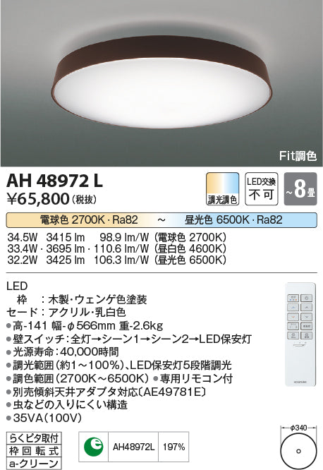 コイズミ（KOIZUMI）シーリングライト AH48972L
