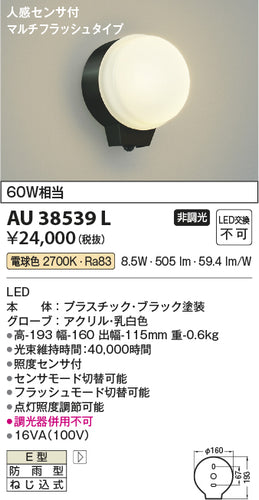 コイズミ（KOIZUMI）ポーチライト AU38539L