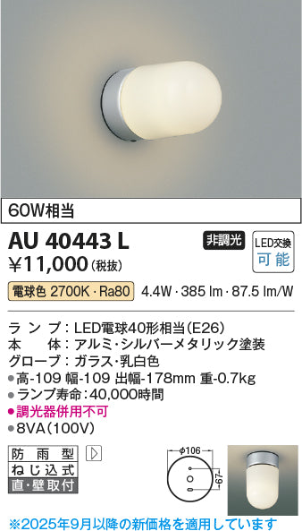 コイズミ（KOIZUMI）ポーチライト AU40443L