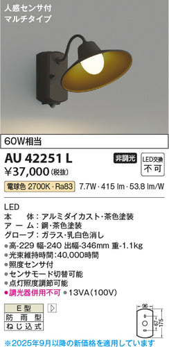 コイズミ（KOIZUMI）ポーチライト AU42251L