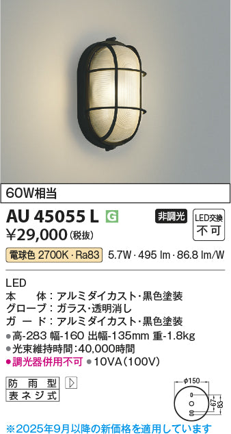 コイズミ（KOIZUMI）ポーチライト AU45055L