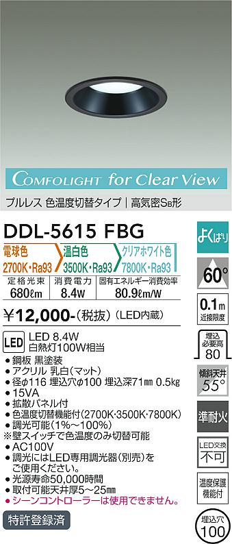 ダイコー（DAIKO）ダウンライト DDL-5615FBG