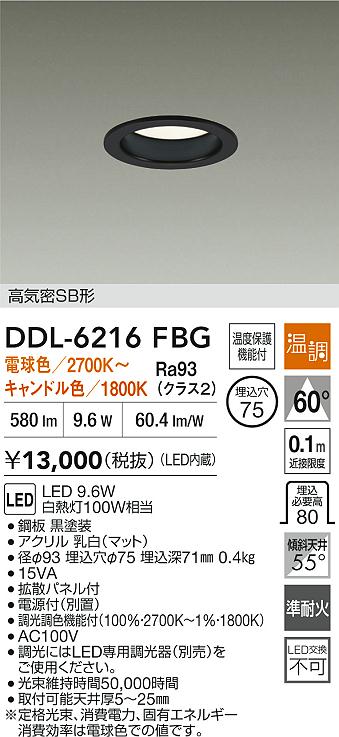 ダイコー（DAIKO）ダウンライト DDL-6216FBG