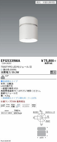 遠藤照明（ENDO）シーリングライト EFG5339WA
