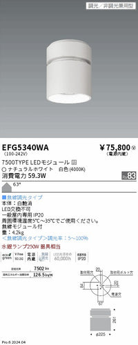 遠藤照明（ENDO）シーリングライト EFG5340WA