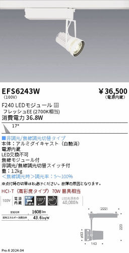 遠藤照明（ENDO）スポットライト EFS6243W