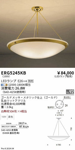 遠藤照明（ENDO）シーリングライト ERG5245KB