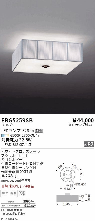 遠藤照明（ENDO）シーリングライト ERG5259SB