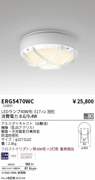 遠藤照明（ENDO）ポーチライト ERG5470WC