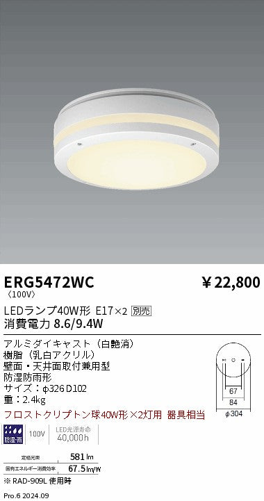 遠藤照明（ENDO）ポーチライト ERG5472WC