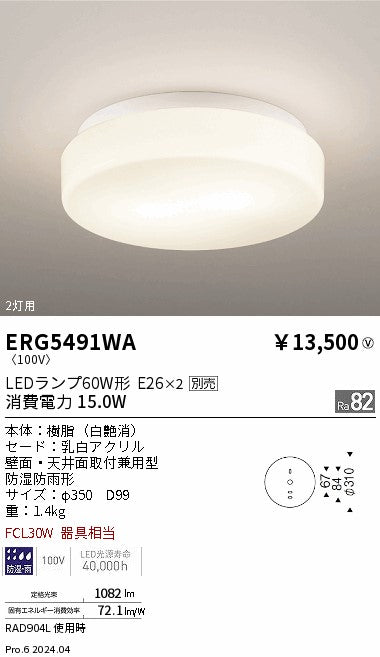 遠藤照明（ENDO）屋外灯 ERG5491WA