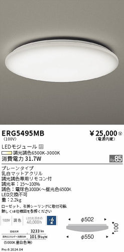 遠藤照明（ENDO）シーリングライト ERG5495MB