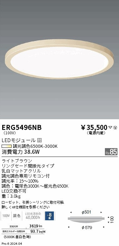 遠藤照明（ENDO）シーリングライト ERG5496NB