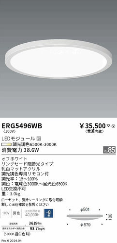遠藤照明（ENDO）シーリングライト ERG5496WB