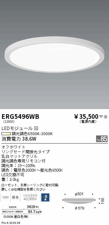 遠藤照明（ENDO）シーリングライト ERG5496WB