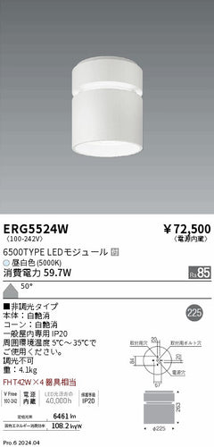 遠藤照明（ENDO）シーリングライト ERG5524W