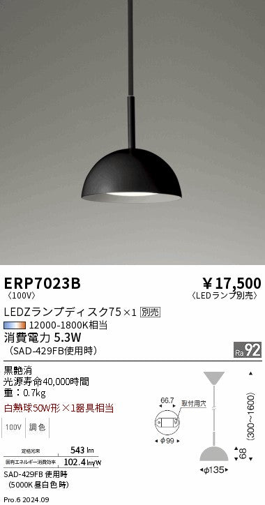 遠藤照明（ENDO）ペンダント ERP7023B