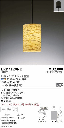 遠藤照明（ENDO）ペンダント ERP7120NB