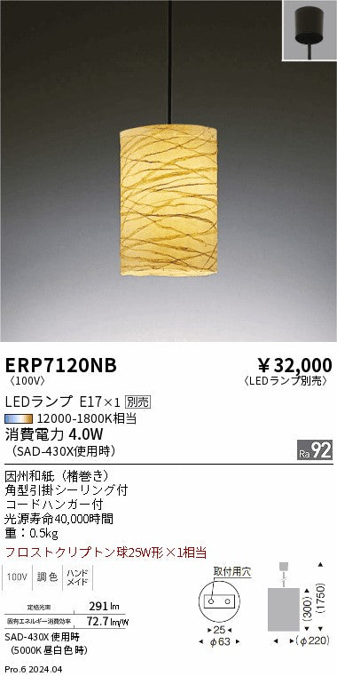 遠藤照明（ENDO）ペンダント ERP7120NB