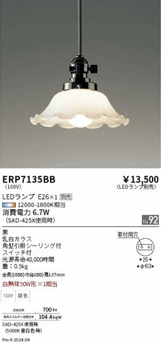 遠藤照明（ENDO）ペンダント ERP7135BB