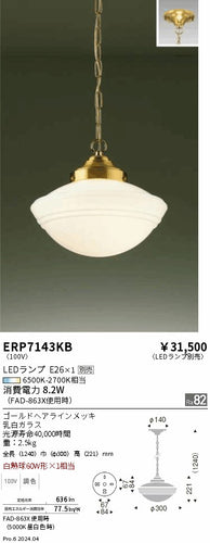 遠藤照明（ENDO）ペンダント ERP7143KB
