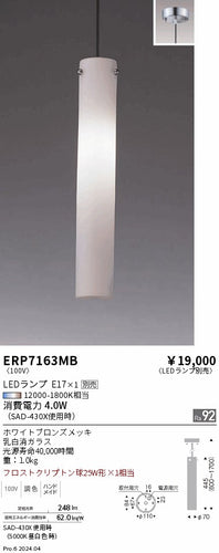 遠藤照明（ENDO）ペンダント ERP7163MB